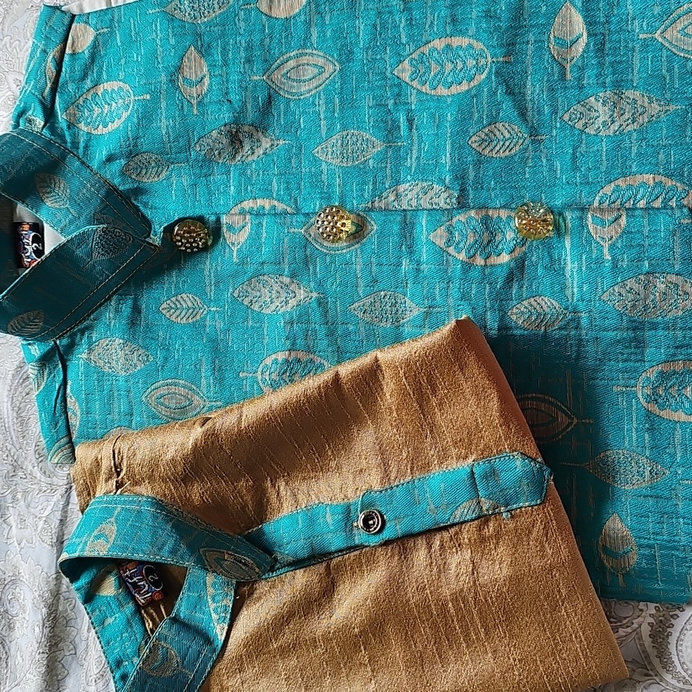 Gold and Teal Traditional Outfit for Kids